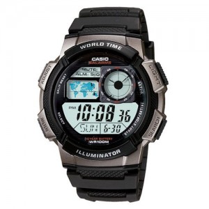Casio 卡西欧ATANDARD DIGITAL系列世纪地图休闲树脂电子男表 AE-1000W-1BVDF