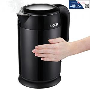 Aicok 1.7夸脱 双层不锈钢电热水壶-黑色