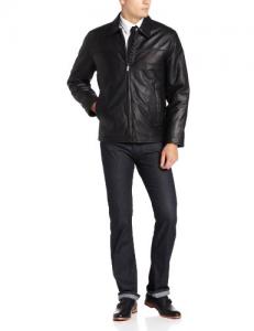 PERRY ELLIS 派瑞艾力斯 Lambskin Leather Open-Bottom 男款真皮夹克