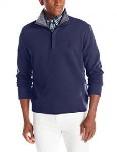 NAUTICA 诺帝卡 1/4 Zip Mock Neck Sweater with Placket 男士T恤