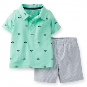 Carter's 卡特 男童纯棉短袖POLO衫短裤套装