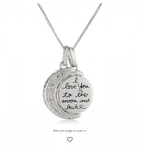 I Love You To The Moon and Back” 我爱你到地老天荒 925纯银镶0.06克拉钻项链18″