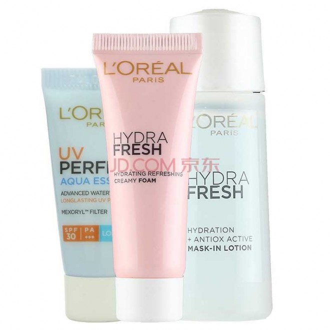 欧莱雅（LOREAL）水嫩美肌套装（水精华凝露+护肤旅行3件套）