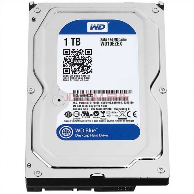 西部数据(WD)蓝盘 1TB SATA6Gb/s 7200转64M 台式机硬盘(WD10EZEX)