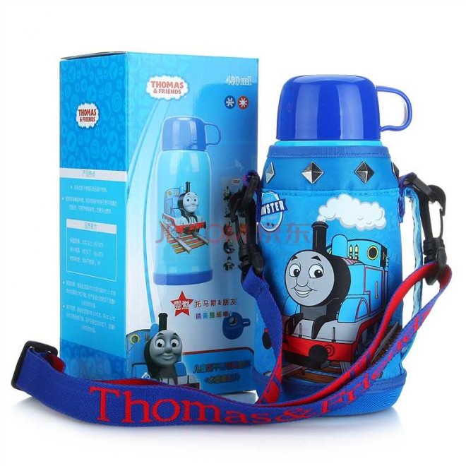 托马斯&朋友（Thomas&Friends）儿童高真空不锈钢保温杯配提袋480ml（蓝色）4285TM