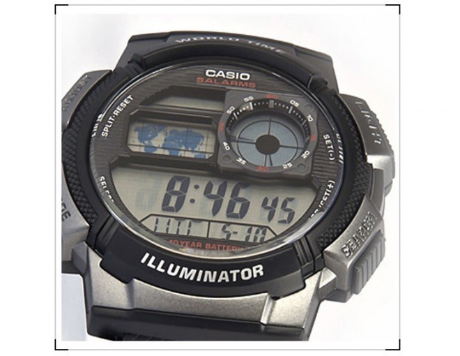 Casio 卡西欧ATANDARD DIGITAL系列世纪地图休闲树脂电子男表 AE-1000W-1BVDF