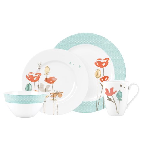 Lenox莱诺克斯Poppy 4-Piece Street Bay Dinnerware Set 餐具四件套