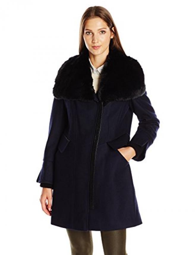 限尺码： VIA SPIGA Asymmetrical Coat 女士羊毛大衣