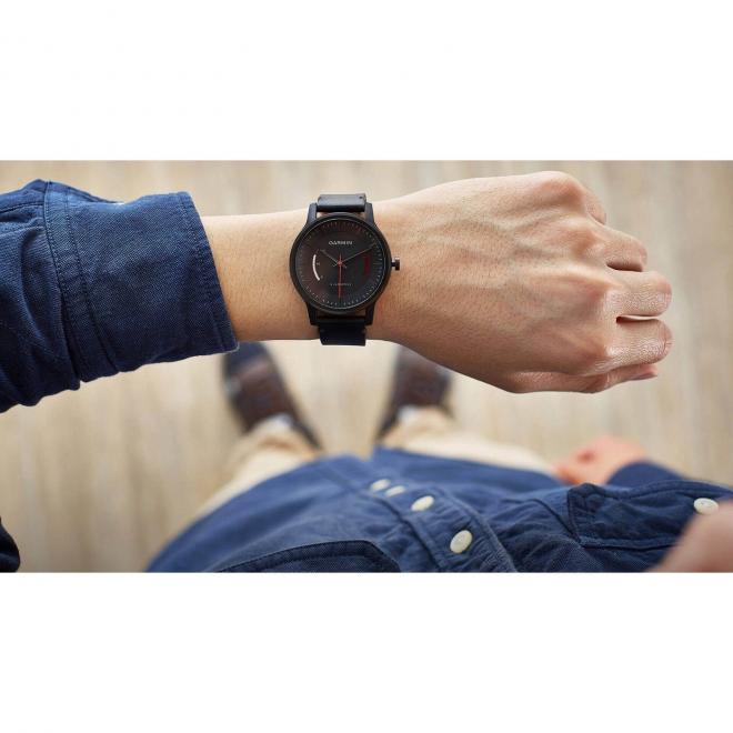Garmin 佳明 Vivomove 运动智能手表 黑色 皮质表带