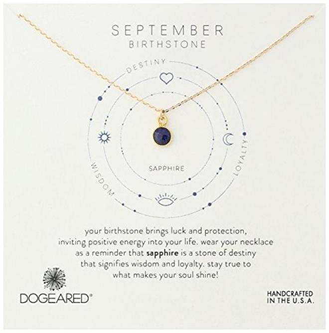 Dogeared 纯银镀金蓝宝石9月生辰石项链