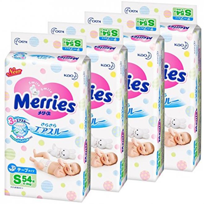 Kao 花王 Merries 妙而舒 婴儿纸尿裤 S54片*4包