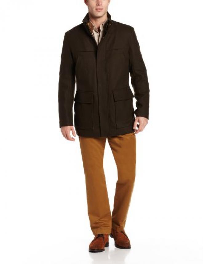 IZOD Stand Collar 男士羊毛混纺大衣