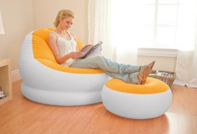 Intex Inflatable Cafe Chaise Lounge Chair and Ottoman