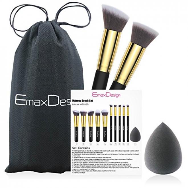 EmaxDesign Makeup Brushes 10+1 Pieces Makeup Brush Set