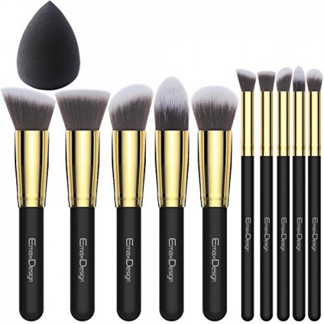 EmaxDesign Makeup Brushes 10+1 Pieces Makeup Brush Set