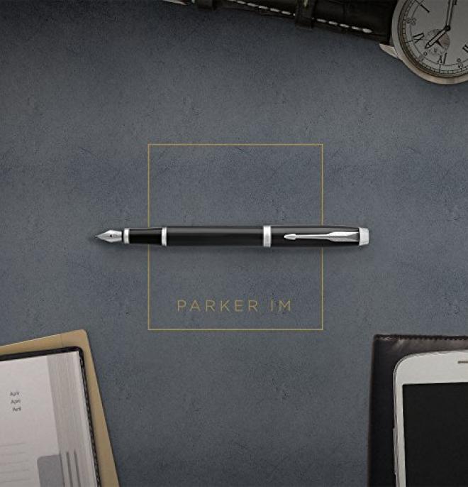 PARKER 派克 2017款IM系列 纯黑丽雅金夹钢笔 F尖