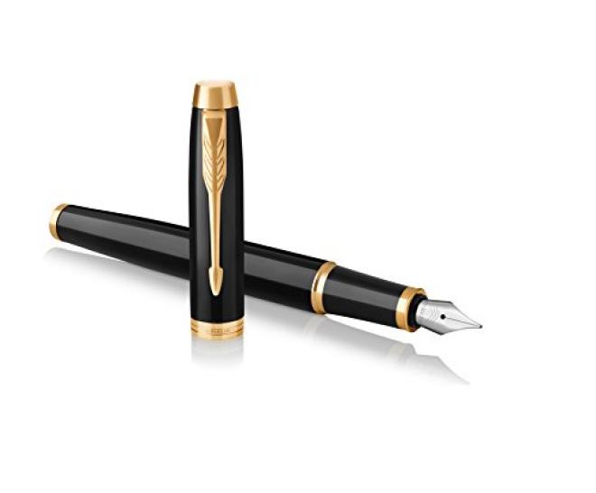 PARKER 派克 2017款IM系列 纯黑丽雅金夹钢笔 F尖