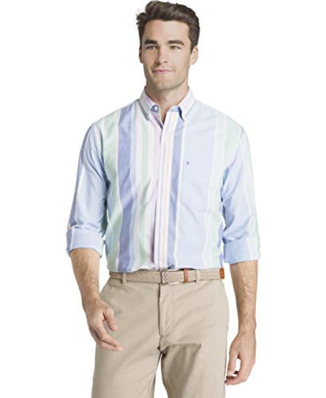 IZOD Oxford Plaid 男士竖条纹衬衫